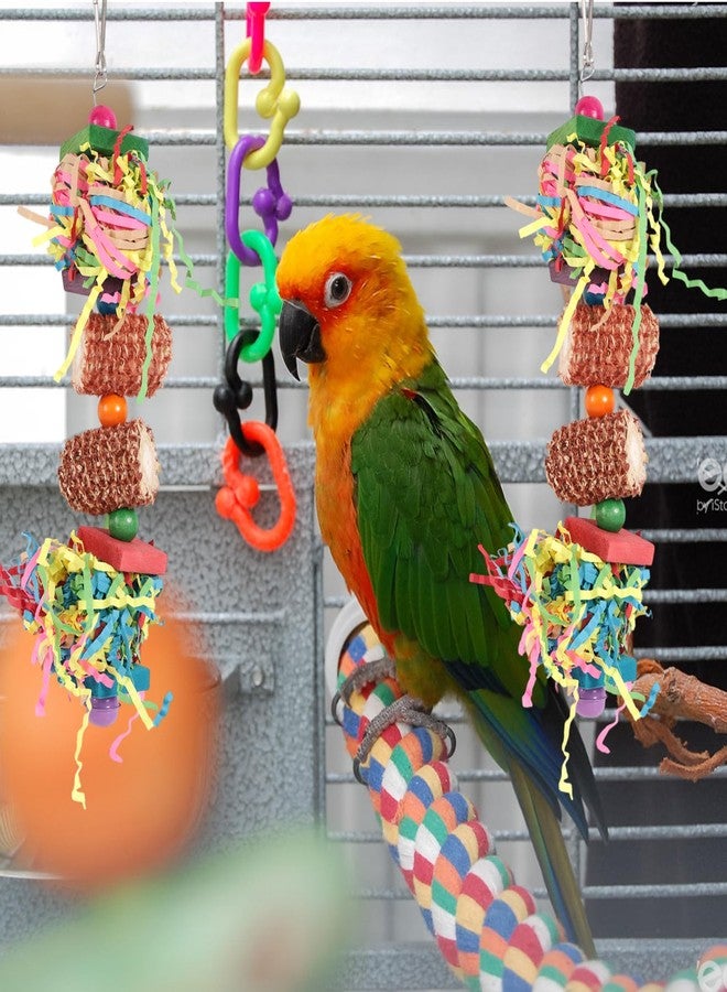Penitue 2pcs Bird Toys, Parrot Toys for Parakeets Cockatoos Cockatiels Budgie Conure Macaw Corn Cob Shredding Paper Tearing & Foraging Toy Chewing Hanging Toy Cage Accessories for Small & Medium Birds Pet - Image 3